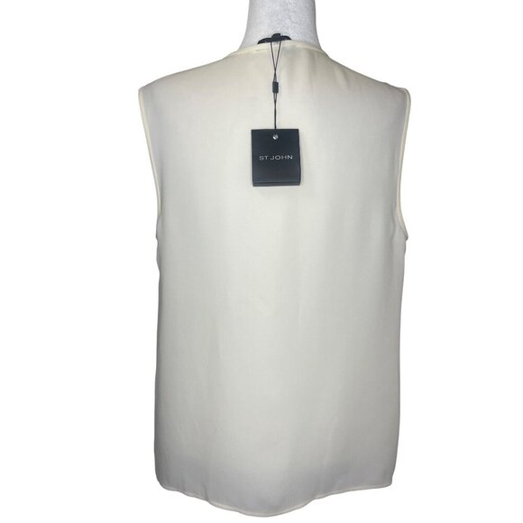 ST. John Silk Lace Blouse NEW Ladies Size 14 Cream Caviar and Black Colors - Picture 2 of 10